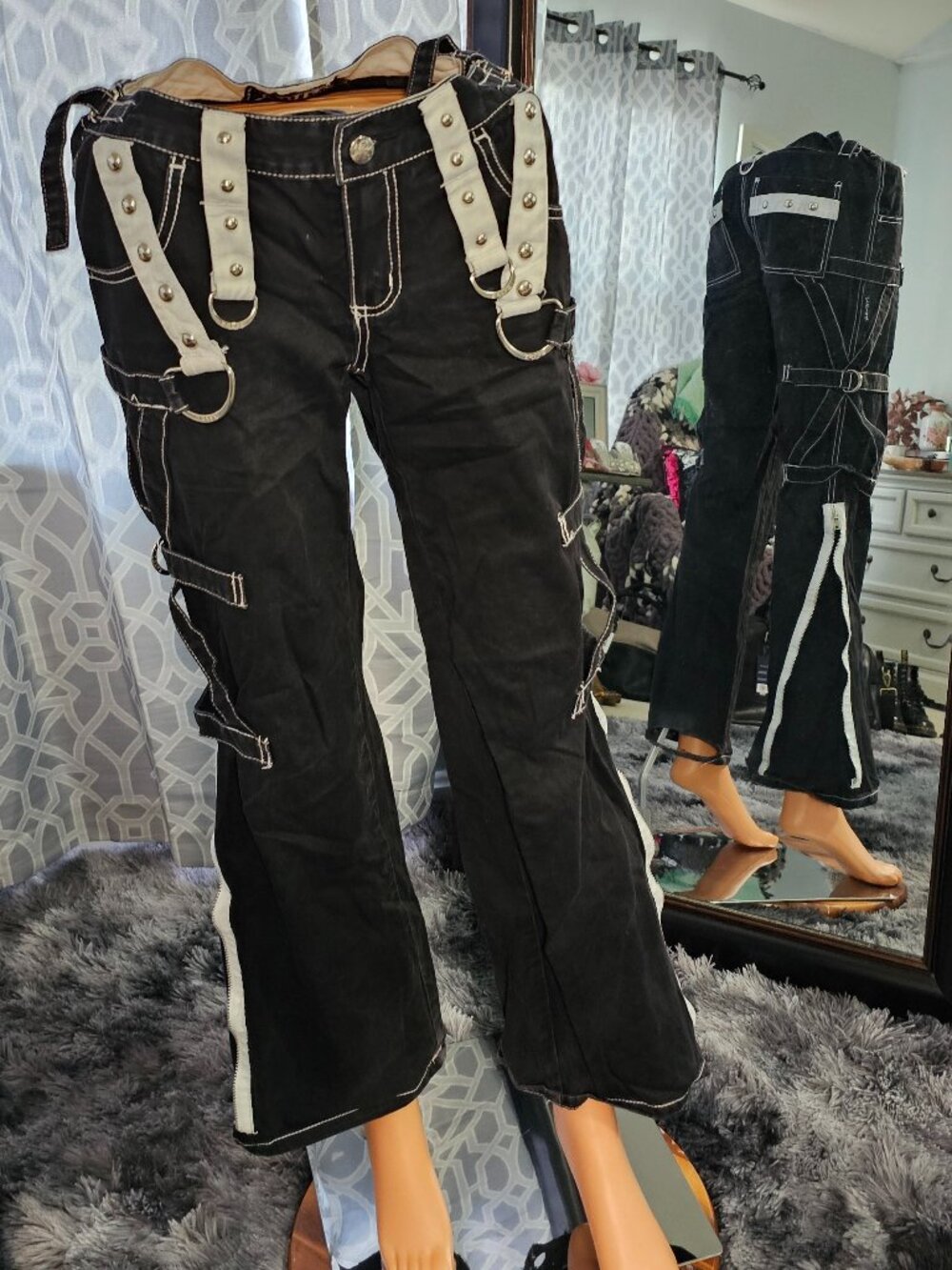 Tripp NYC Black Bondage Pants w/ White Straps, Size 3